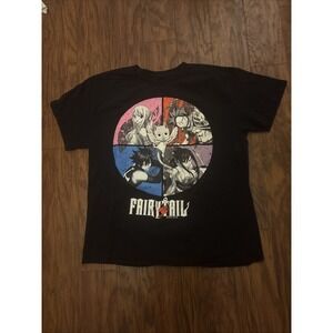 Fairy Tail Anime Womens XLarge Black Graphic Print Casual Short Sleeve